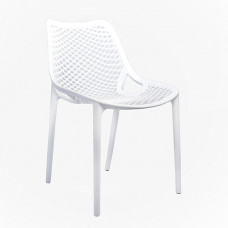 Scaun din plastic cu spate şi şezut perforat, alb